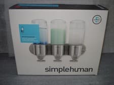 Image of Simplehuman BT1029 Triple Wall Mount Shampoo Conditioner Soap Pump Stainless