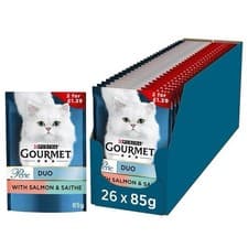 Image of Purina Gourmet Perle Cat Food Mini Fillets in Gravy Salmon 26 x 85g Pouches