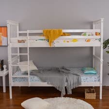Image of Panana 3ft Single Bunk Bed Wooden Pine Frame with Stair, Can Split into 2 Beds