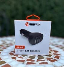Image of GRIFFIN - 4.8A - 3 Port Car Charger - Black - New/Boxed - GP-008-BLK