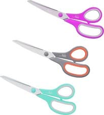 Image of 3Pcs Office Scissors Set Kitchen Sewing Household General Stainless Steel & Grip