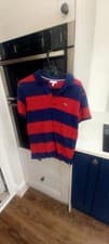 Image of Boys Very Trendy BNWOT Red & Navy Striped Lacoste Polo Shirt Aged 14 Years