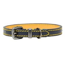 Image of Joules Dog Collar Navy Leather Large Soft Adjustable Strong
