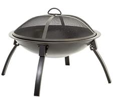 Image of 56cm Fire Bowl Log Burner Outdoor Garden Patio Firepit Foldable Legs Poker Grate