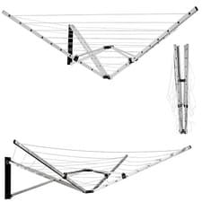 Image of 5 Arm Wall Mounted Rotary Airer 26 Meter Drying Space Washing Line Outdoor