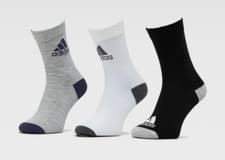 Image of Adidas Infant 3 Pack Half Crew Socks / Black White Grey / RRP £12