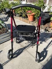Image of NRS Four Wheel Lightweight Rollator - Red