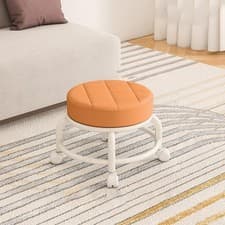 Image of Round Roller Stool Low Height Rolling Stool Comfortable Sturdy Movable Mini