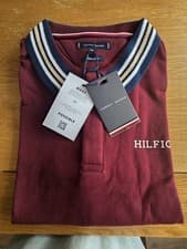Image of Tommy Hilfiger Dark Red Short Sleeve Polo Shirt New With Tags Size XXL