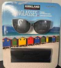 Image of Kirkland Signature KS17 M49 Black Polarized Crystal Smoke Gray Sunglasses NWT