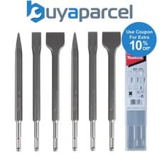 Image of Makita 6 Piece SDS Plus Point Bullet Cold Flat Scaling Chisel Set Masonry 250mm