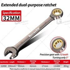 Image of Ratchet Spanner Metric Combination Fixed Head Ratchet Ring Spanner 6mm-32mm