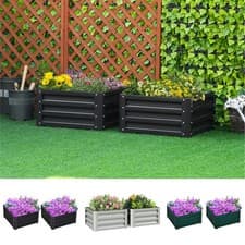 Image of Set of 2 Raised Garden Bed Galvanised Steel Planter Boxes Easy Setup