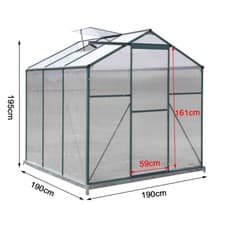 Image of Aluminium 4x6 6x6 8x6 10x6ft Greenhouse Polycarbonate Garden Grow w/ Steel Base