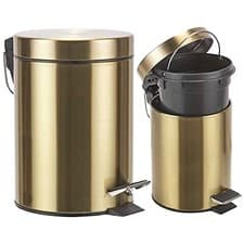 Image of Stainless Steel 3L Pedal Bin Kitchen Bathroom Bedroom Rubbish Waste Inner Basket