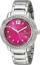 Image of Tommy Hilfiger 1781501 Silver Tone Pink Dial Crystal Women's Dress Watch