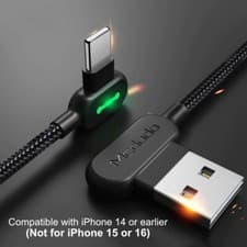 Image of Mcdodo Right Angle for iPhone Fast Charger Cable 2.4A Charging 0.5m 1.2m 1.8m 3m