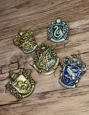 Image of Harry Potter Hogwarts House Crest Enamel Pin Set 5 Pins Gryffindor Slytherin UK