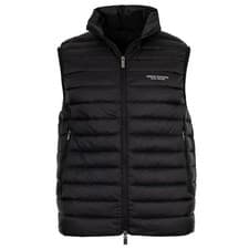 Image of Armani Exchange Men Quilted Vest Puffer Gilet Stand Collar Zip Dark Blue Black