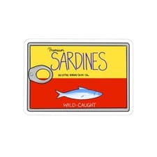 Image of “Savory Sardines” Tin Fish Illustration Kiss-Cut Stickers