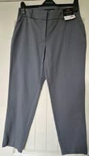 Image of Dorothy Perkins Ankle Grazer Trousers. Petrol Blue Fine Print. NEW. Size 12 🩵🩶