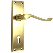 Image of Scroll Lock Door Handles, 150mm, Brass,Chrome,Satin Chrome with Backplate,
