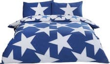 Image of Rapport Stars Reversible Duvet Cover Bed Set, Polycotton Navy,2 pieces, Single,