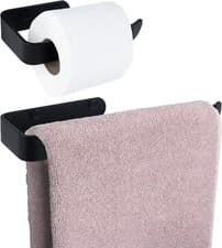 Image of Toilet Roll and Towel Holder Set - Hand Towel Holder Toilet Roll Holder Matte