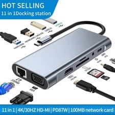 Image of USB C HUB Docking Station 11 in 1 USB C Adapter with 4K HDMI VGA USB 3.0 port