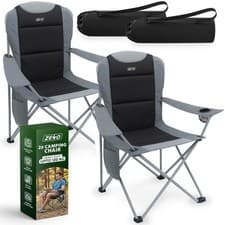 Image of DELUXE FOLDING PADDED CAMPING CHAIR WITH CUP HOLDER & SIDE POCKETS HOLDS 120KG
