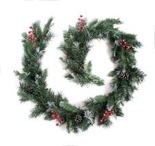 Image of Best Artificial 6ft Deluxe Frosted Christmas Xmas Garland, Pine Cones & Berries