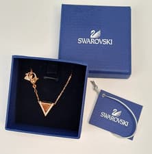 Image of BNWB Swarovski Rose Gold Plated Crystal Pave Delta Geometric Pendant Necklace