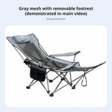 Image of Reclining Camp Lounger Foldable Design Lounge Chair Includes Headrest Pillow