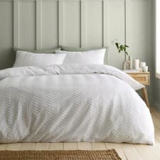 Image of Catherine Lansfield Heatset Wave Textured Duvet Cover Set Bedding Bed Set