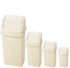 Image of PLASTIC CREAM SWING TOP BIN RUBBISH WASTE DUST BINS HOME OFFICE KITCHEN 4 SIZES