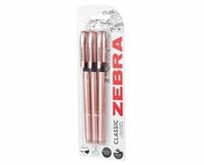 Image of Zebra Classic Rose Gold Ballpoint Pens Black Ink Pack of 3