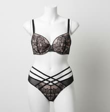 Image of 44E Bra & Brief Set Ann Summers The Lasting Lover Plunge Black/Champagne 2003327