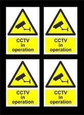 Image of 4 x CCTV IN OPERATION signs - choice of size - security camera warning