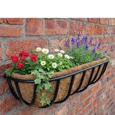 Image of Wall Mounted Planter Flower Trough Outdoor Garden Basket 61cm Country Forged 