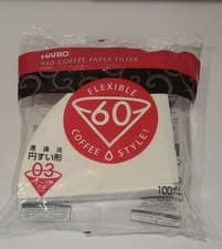 Image of Hario V60 VCF-03-100W Coffee Dripper Filter Papers White Size 03 1-6 cups