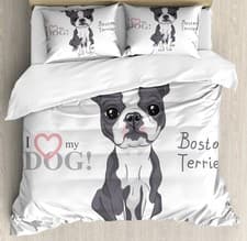 Image of Boston Terrier White Quilt/Doona/Duvet Cover Bedspread Bed Set Single King Bed