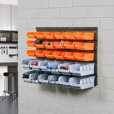 Image of 30pc Wall Mount Storage Organiser Bin Rack DIY Tool Bits Boxes Garage Workshop