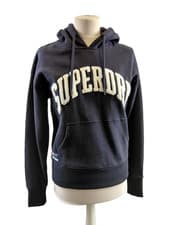 Image of Superdry navy women's hoodie size 8 Varsity Arch mono Hood NEW with tags H2