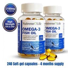Image of Omega 3 Fish Oil 240 Capsules Double Pack – High Strength EPA DHA Supplement
