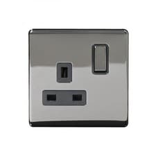 Image of Black Nickel Switched Socket 13A | 1 Gang Double Pole | Screwless Faceplate