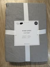 Image of Marks & Spencer 100% pure linen Flat sheet Silver Grey Super king Size bedding