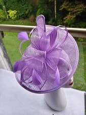 Image of Asymmetric Sinamay Disc Fascinator with Feathers