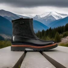 Image of New Clarks UK 8 G/ EU 42 Trace Top Black Pull On Men’s Leather Suede Combi Boots