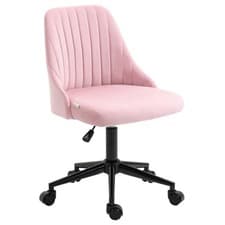 Image of Vinsetto Velvet Office Chair with Adjustable Height and Wheels, Pink