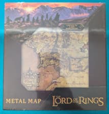 Image of The Lord of the Rings Middle Earth Metal Embossed Map w Serialized Display Stand